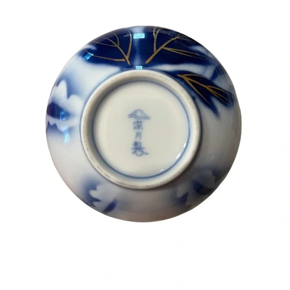 Fukagawa Seiji Peony Gold Mill Cobalt Blue Set Teapot  And 3 Tea Cups & … - Picture 9 of 15